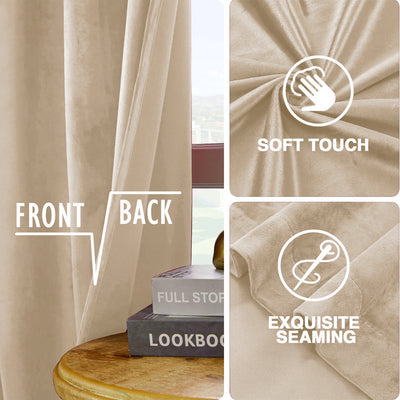 Beige Velvet Eyelet Curtains