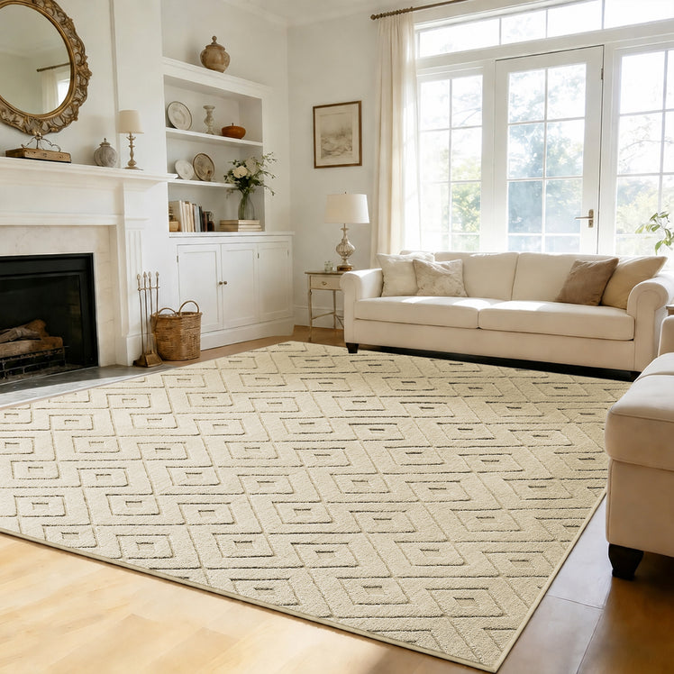 Modern Geometric Tufted Non-Slip High-Low Pattern Rugs
