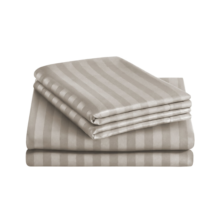 Stripe Beige Duvet Cover Set With Pillowcases