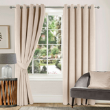 Beige Velvet Eyelet Curtains