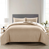 Stripe Beige Duvet Cover Set With Pillowcases