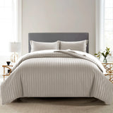 Stripe Beige Duvet Cover Set With Pillowcases