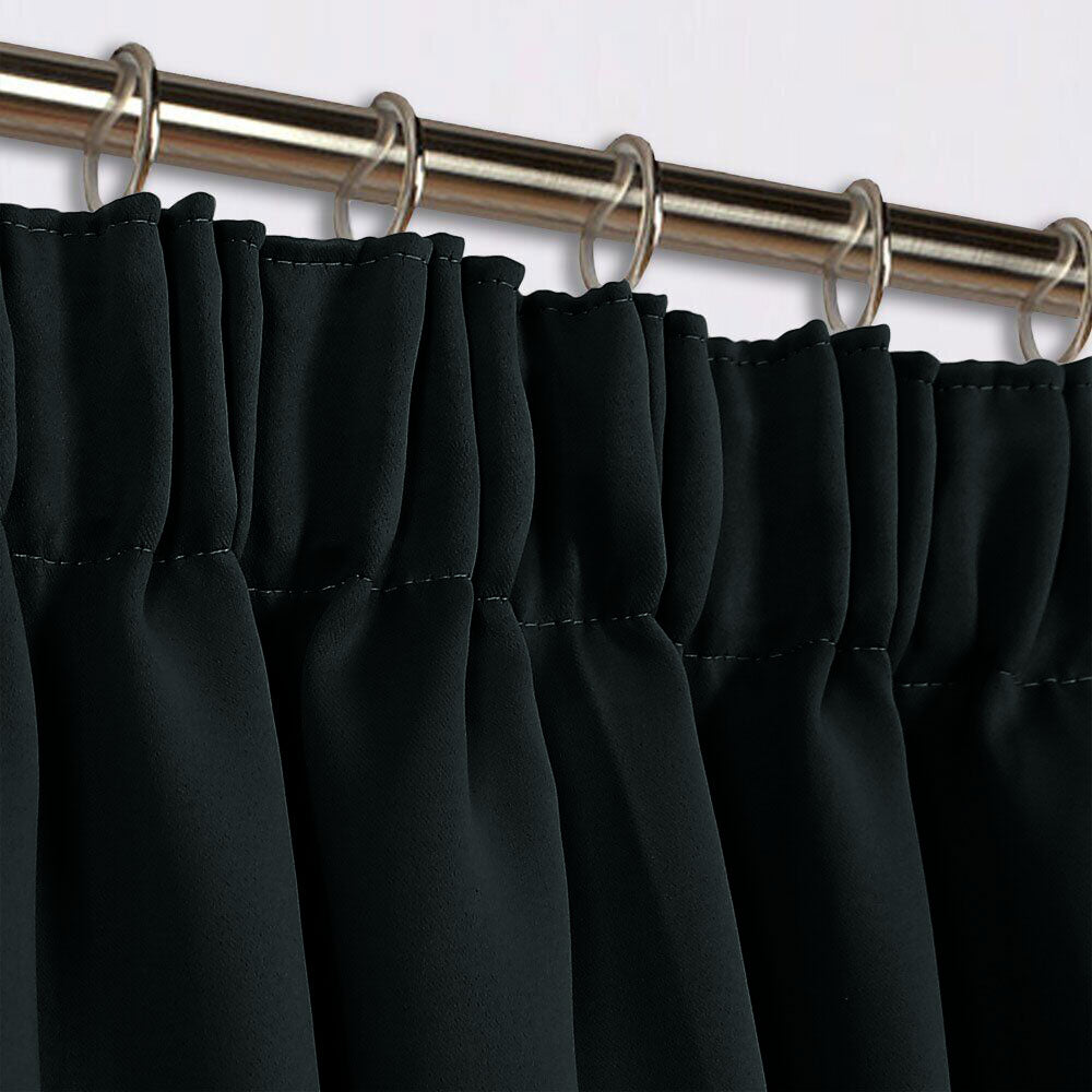 Black Ready Made Pencil Pleat Thermal Blackout Curtains