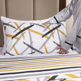 Printed Duvet Cover Set Ochre Stripe