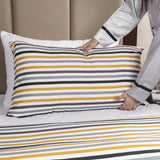 Printed Duvet Cover Set Ochre Stripe