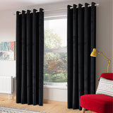 Charcoal Velvet Eyelet Curtains