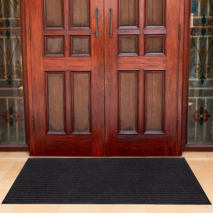 Anti Slip Door Mats Washable Large Rubber Black