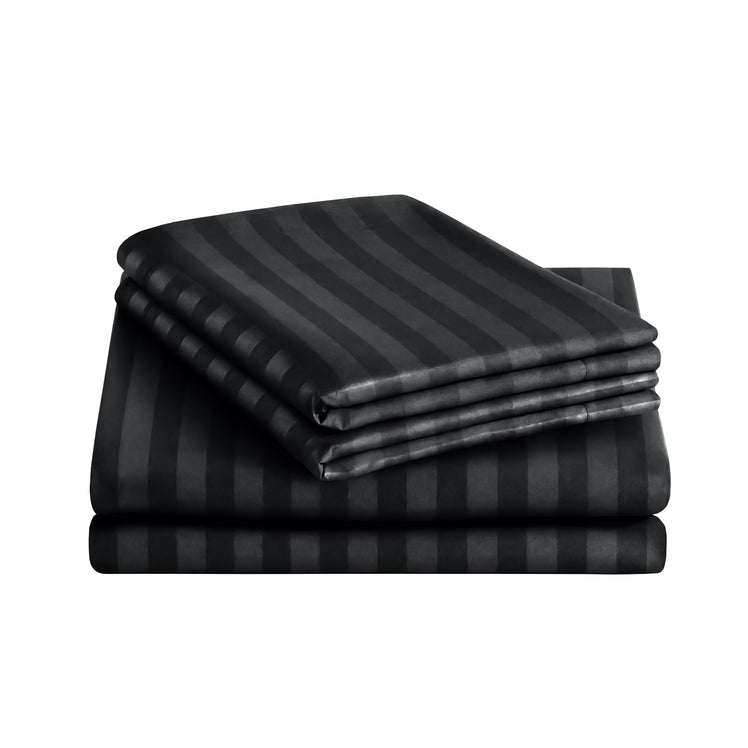 Stripe Black Duvet Cover Set With Pillowcases