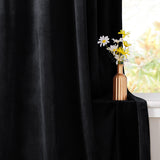 Charcoal Velvet Eyelet Curtains
