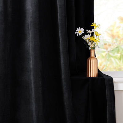 Charcoal Velvet Eyelet Curtains