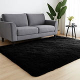 Black Shaggy Rug Faux Fur Soft & Fluffy