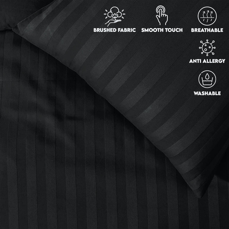 Stripe Duvet Covers Bedding Set with Pillowcases & Fitted Sheet