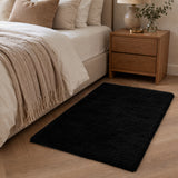 Black Shaggy Rug Faux Fur Soft & Fluffy