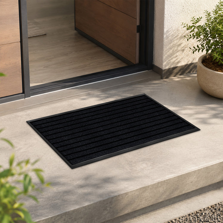Anti Slip Door Mats Washable Large Rubber Black