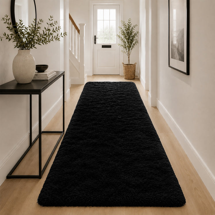 Black Shaggy Rug Faux Fur Soft & Fluffy