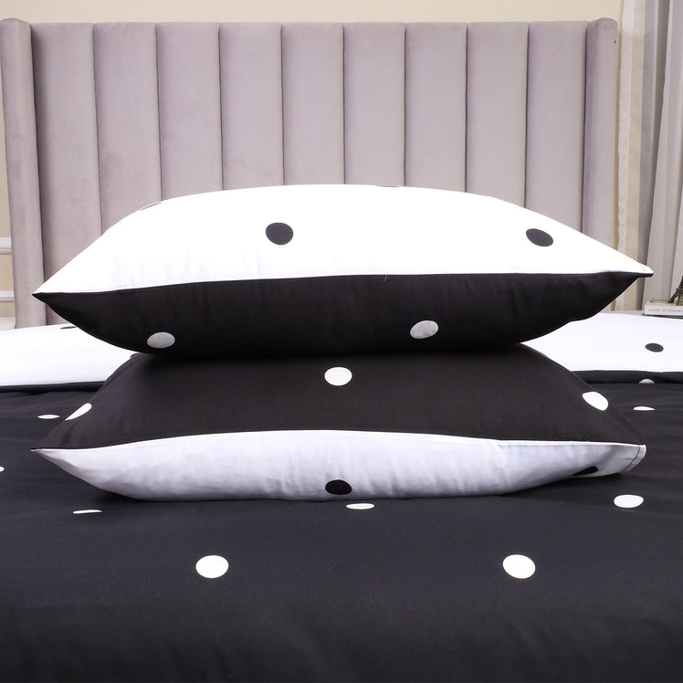 Doted Printed Reversible Duvet Cover Set Black/White