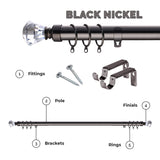 Extendable Sapphire Diamond Curtain Pole Set