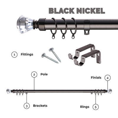 Extendable Sapphire Diamond Curtain Pole Set