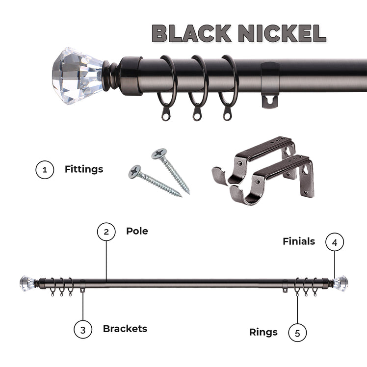 Extendable Sapphire Diamond Curtain Pole Set
