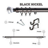 Extendable Sapphire Diamond Curtain Pole Set