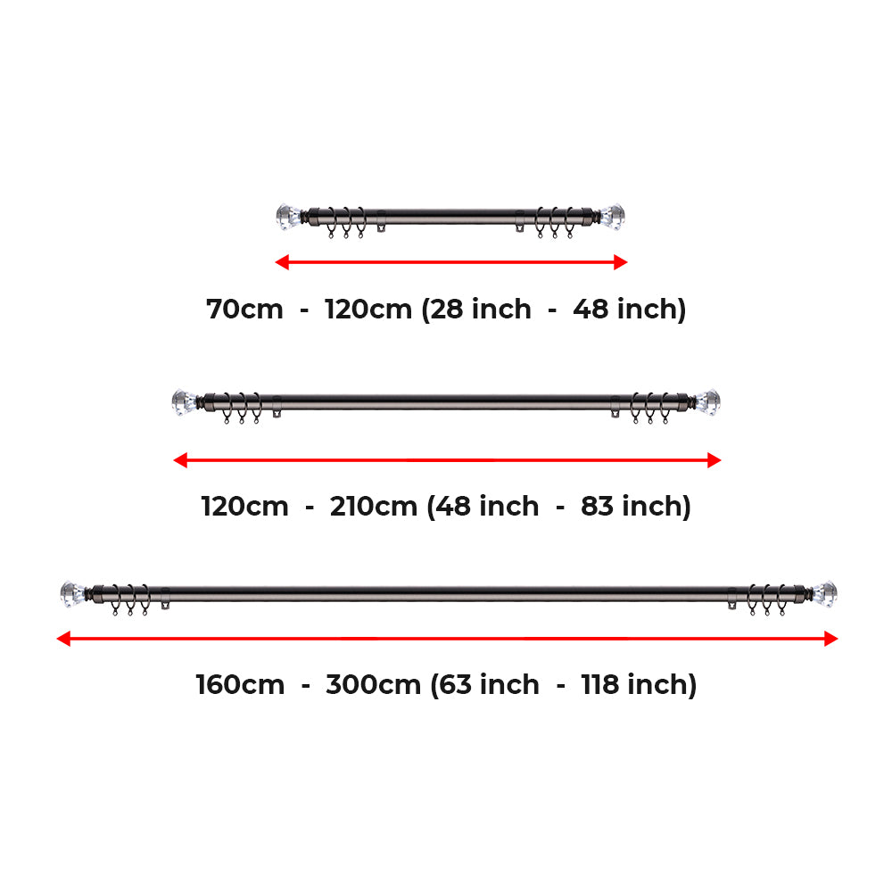 Extendable Sapphire Diamond Curtain Pole Set