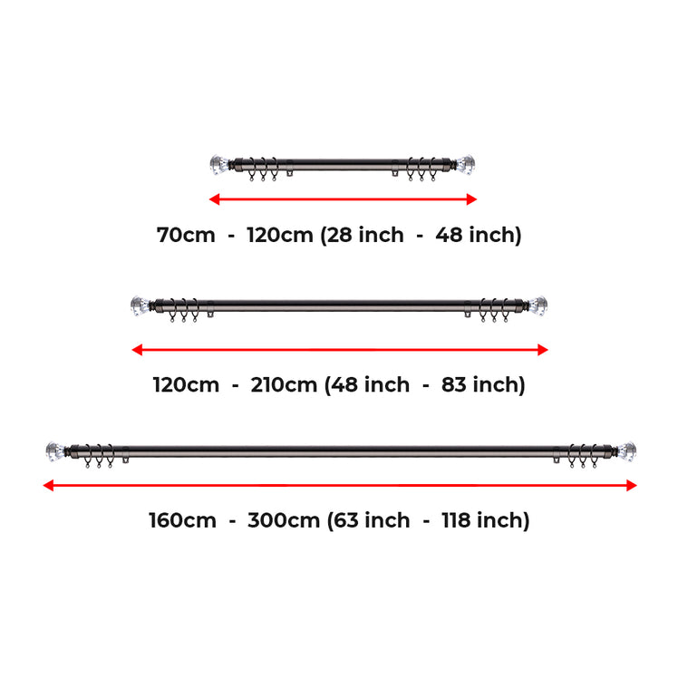 Extendable Sapphire Diamond Curtain Pole Set