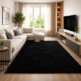 Black Shaggy Rug Faux Fur Soft & Fluffy