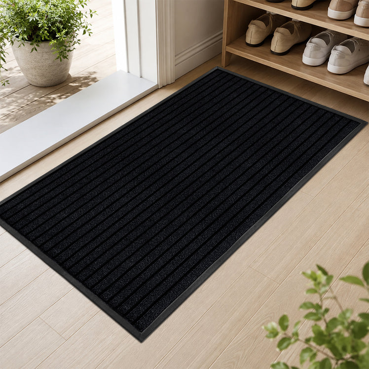 Anti Slip Door Mats Washable Large Rubber Black
