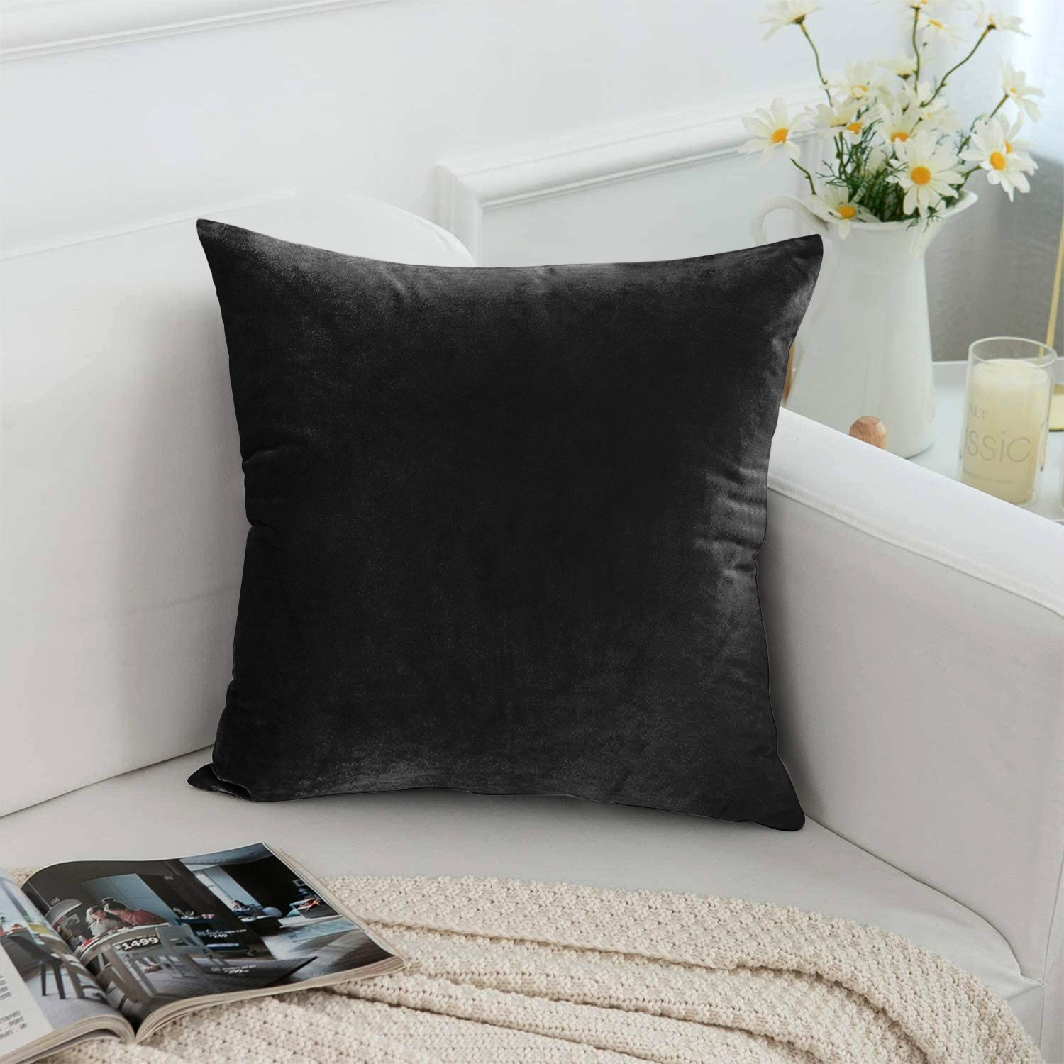 Black Velvet Cushion Cover & Cushion Fillers Pad – Oxford Homeware