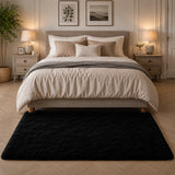 Black Shaggy Rug Faux Fur Soft & Fluffy