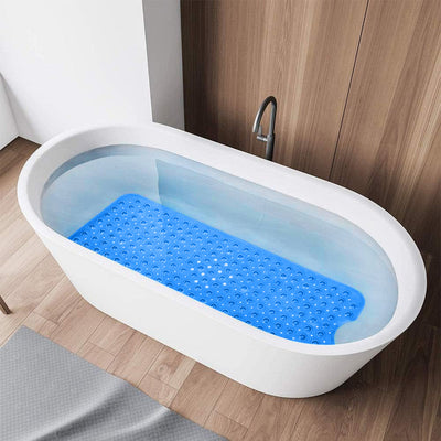 Bath Shower Mat Non Slip PVC Bathroom Rubber Light Blue