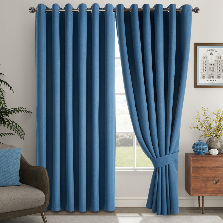 Blackout Linen Curtains, Eyelet Design - Thick & Heavy