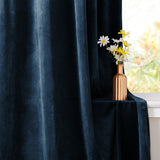 Navy Blue Velvet Eyelet Curtains