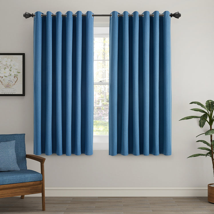 Blackout Linen Curtains, Eyelet Design - Thick & Heavy