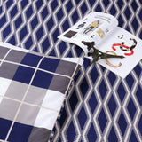 Printed Duvet Cover Set Navy Check