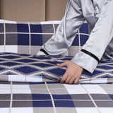 Printed Duvet Cover Set Navy Check