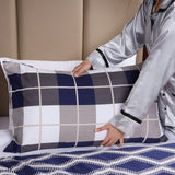 Printed Duvet Cover Set Navy Check