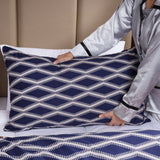 Printed Duvet Cover Set Navy Check