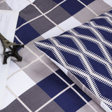 Printed Duvet Cover Set Navy Check