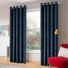 Navy Blue Velvet Eyelet Curtains