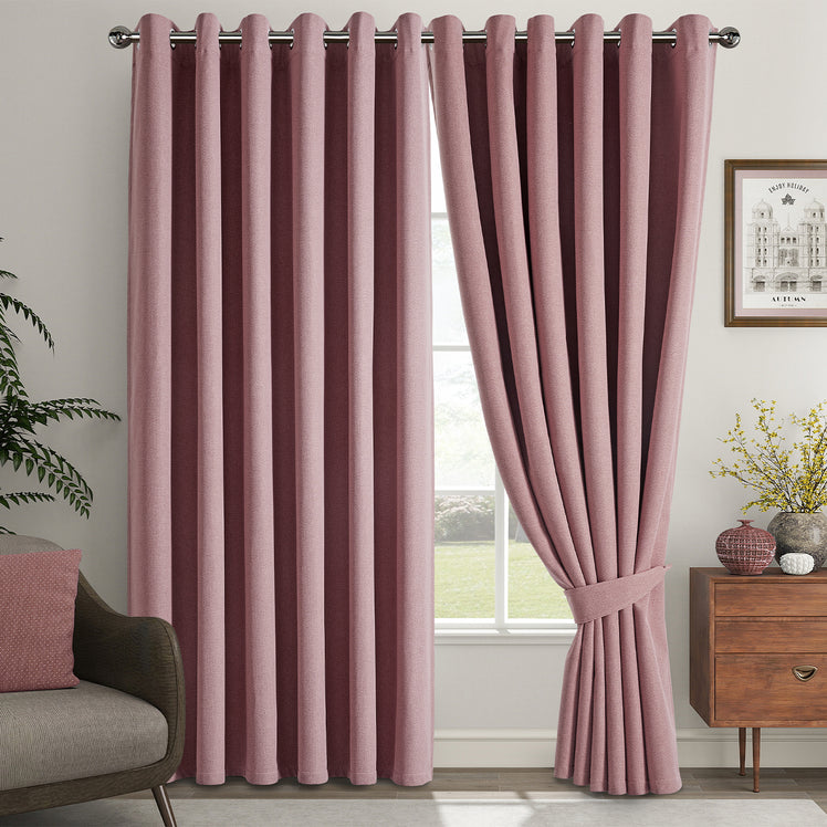 Blackout Linen Curtains, Eyelet Design - Thick & Heavy