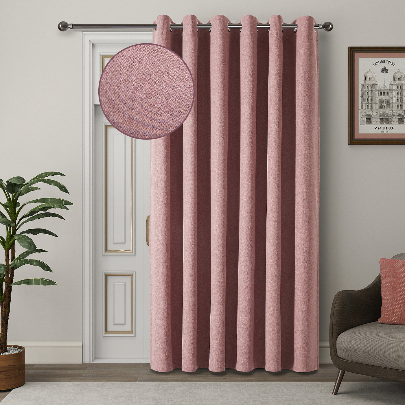 Blackout Linen Curtains, Eyelet Design - Thick & Heavy