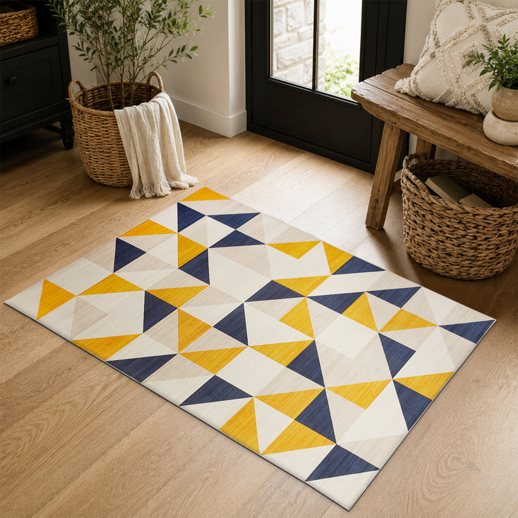 Modern Geometric Triangle Pattern Area Rug Multicolour