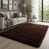 Brown Shaggy Rug Faux Fur Anti Slip Soft Fluffy