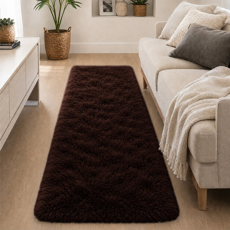 Brown Shaggy Rug Faux Fur Anti Slip Soft Fluffy