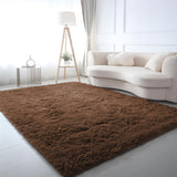 Brown Shaggy Rug Faux Fur Anti Slip Soft Fluffy