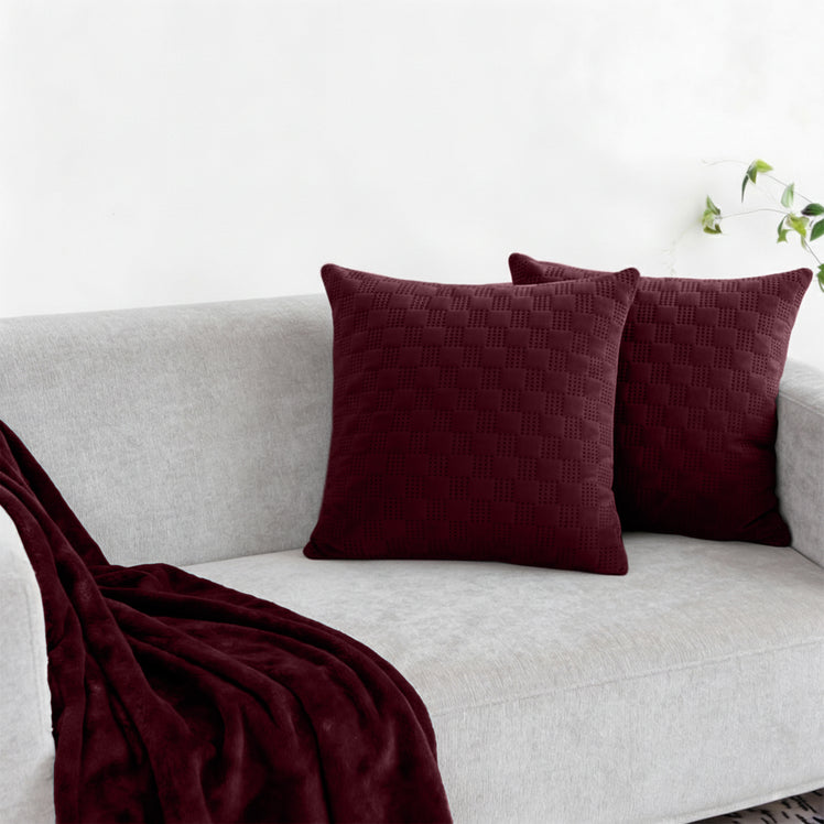 Velvet Embossed Pattern Cushion Covers Check