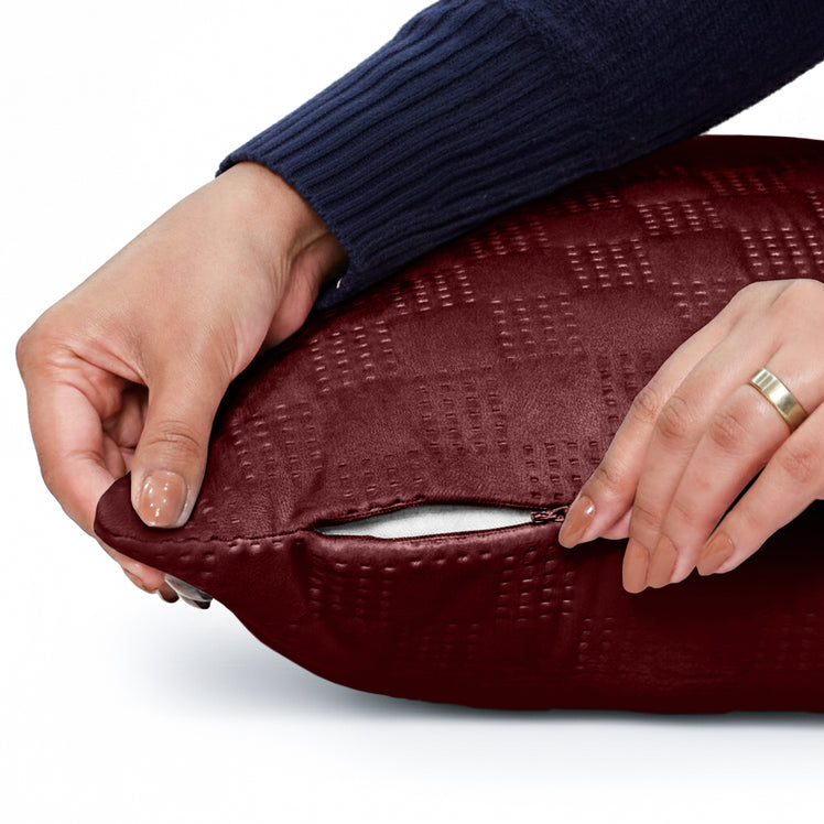 Velvet Embossed Pattern Cushion Covers Check