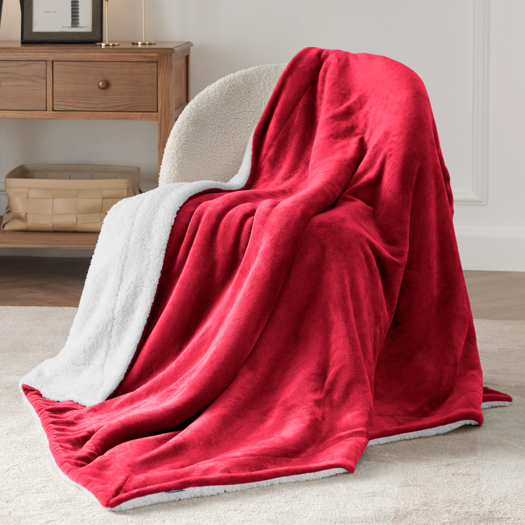 Burgundy Sherpa Throw Blanket