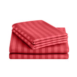 Stripe Burgundy Duvet Cover Set With Pillowcases